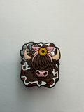 Highland cow pink bow focal